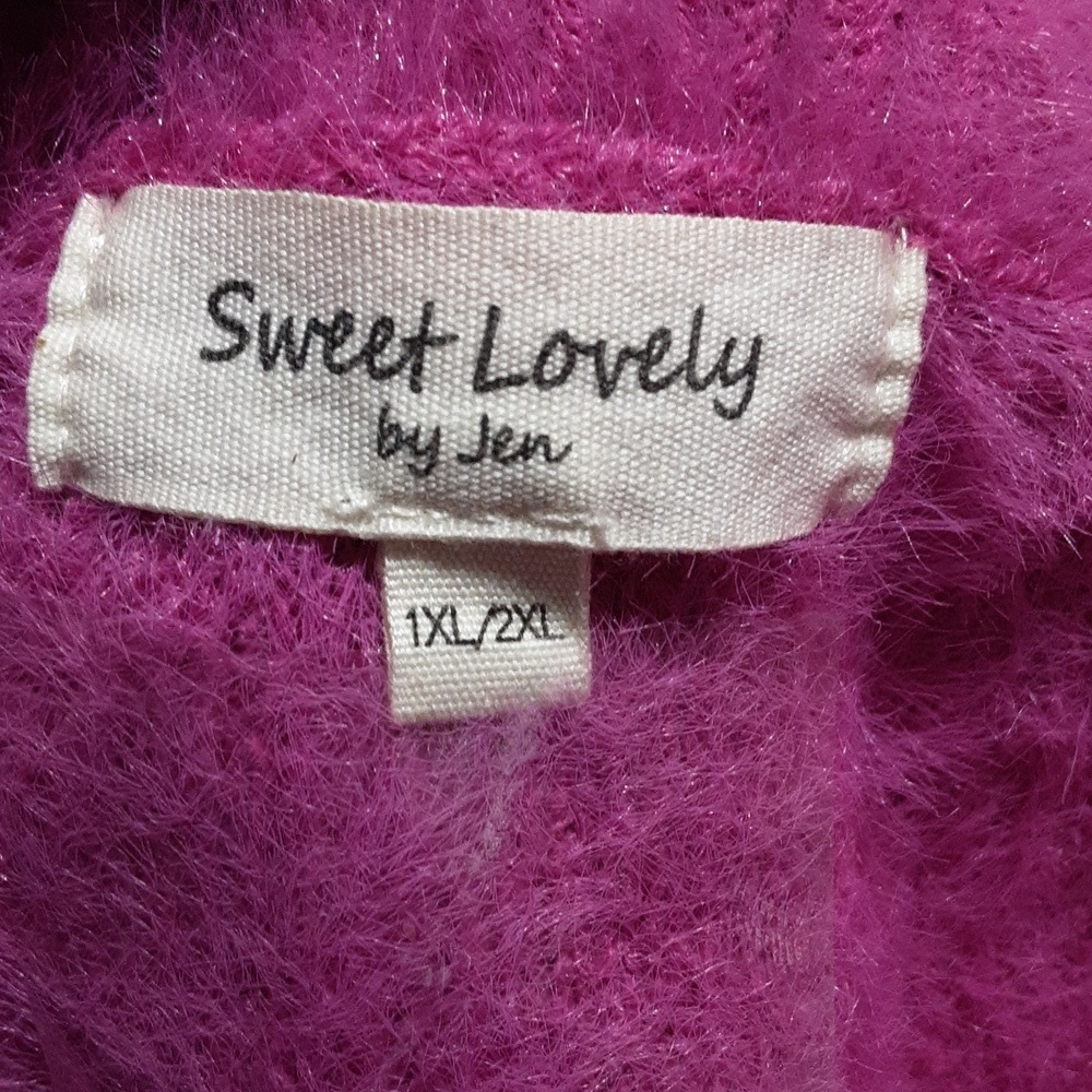 Sweet Love Fuzzy Purple V-Neck Sweater Size 1XL/2XL. - Picture 5 of 10